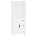  Highboard hvit 69,5x34x180 cm konstruert tre