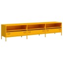  TV-benk sennepsgul 202x39x43,5 cm kaldvalset stål 8721102931062