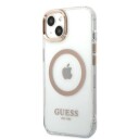 Guess iPhone 13 6,1" Hardt Deksel med Metal Outline og MagSafe Gull
