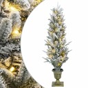 vidaXL Mini-juletre snødekket 120 cm 100 LED-lys Varmhvit PVC og PE