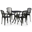 vidaXL Bistrosett 5 deler støpt aluminium svart