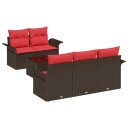 vidaXL Hagesofa Set 6 stk. Beige og Rød polyrotting