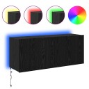  TV Veggskap Svart Eik 100 x 35 x 41 cm Konstruert tre