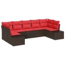 vidaXL Hagesofa Set 7 stk. 7-Antall seter Brun og rød Poly rattan