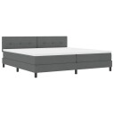  Box Spring Seng med Madrass og LED Mørkegrå 200x200 cm Stoff