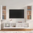 vidaXL TV-skapsett 4 deler hvit konstruert tre