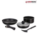 Herzberg HG 8090 7BK: Kokekar med marmorbelegg i 7 deler
