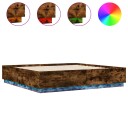  Sengeramme med LED-lys røkt eik 200x200 cm konstruert tre 8721012273221