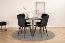 Venture Home Dipp Spisegruppe 115 cm Rund med 4 Windu Lyx Stoler Sort