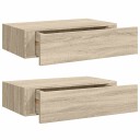 vidaXL Veggmonterte skuffehyller 2 stk eik 40x23,5x10 cm MDF