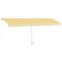 vidaXL Frittstående manuell uttrekkbar markise 600x300 cm gul og hvit