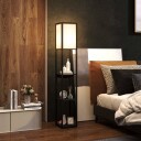 Gulvlampe gulvlampe med 3 rom E27 sokkel gulvlampe med stoff lampeskjerm USB A USB C porter for stue hvit + svart ekskl.