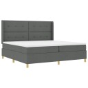  Box Spring Seng med Madrass & LED Mørkegrå 200x200 cm Stoff