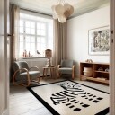 Barneteppe Zebra Hand Tufted Wool Premium beige/svart Størrelse: 160 x 230 cm