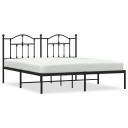 vidaXL Sengeramme i metall med sengegavl svart 183x213 cm