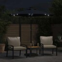  Hageparasoll med LED og stålstang svart 225x225x212 cm 4005072