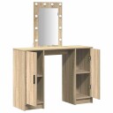  Sminkebord med LED lamper i Sonoma eik 102x33x135 cm