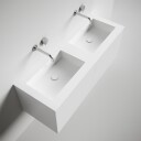 Copenhagen Chic 140D   Skap med 4 skuffer dobbel vask og understell i Glacier White Corian® matt hvit