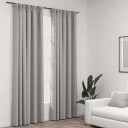 Vidaxl Lystette Gardiner Med Kroker Og Lin-Design 2 Stk Grå 140x225 Cm
