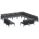 Hagesofa Set 13 pcs Antrasitt Stål