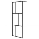 vidaXL Dusjvegg med hylle svart 80x195 cm ESG-GLASS OG ALUMINIUM