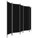 vidaXL Romdeler med 5 paneler svart 250x180 cm