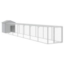 Vidaxl Hønsebur Med Gård Lysegrå 117X813X123 cm Galvanisert Stål