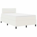  Box Spring Seng med Madrass & LED Hvit 120x200 cm Kordfløyelstoff