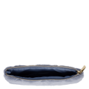 DARK Faux Fur Quilted Small Pouch Cool Blue