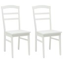 Spisestuestol 2 stk. Solid Gummitre Hvit 36 x 45,5 x 93,5 cm
