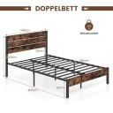 Sengeramme i metall med sengegavl – 140x200 cm oppbevaringsplass