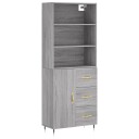 vidaXL Highboard grå sonoma 69,5x34x180 cm konstruert tre 8720845927943