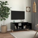 vidaXL TV-benk med ben i heltre svart 103,5x35x50 cm