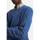 Polo Ralph Lauren Cable Knit Wool Cashmere Sweater   BLUE BORAGE HEATH   XL