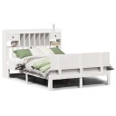  Seng med bokhylle uten madrass hvit 140x200 cm heltre furu 8721158614803