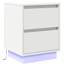  Nattbord med LED Lys Hvit 39x34,5x50 cm