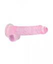 Dildo med baller rosa 8 inch