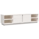  TV benk hvit 156x40x40 cm heltre furu