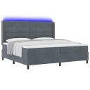  Box Spring Seng med Madrass og LED Mørkegrå 200x200 cm Fløyel