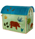 Rice Large Set of 3 Toy Baskets Blue  Jungle Theme