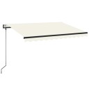 vidaXL Automatisk markise med LED og vindsensor 350x250 cm kremhvit