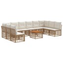 vidaXL Utendørs sofa sett 11 stk. Naturlig og kremhvit Polyester