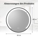 60 cm rundt LED baderomsspeil – antidugg justerbart lys