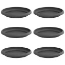 vidaXL Rundt Blomsterbrett 6 pcs Svart Ø 14 x 2 cm Plast