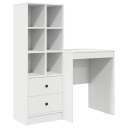 vidaXL Skrivebord med skuff med hylle med lagring 2 pcs Hvit