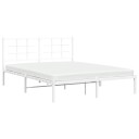 vidaXL Sengeramme i metall med sengegavl hvit 150x200 cm 8721012304116