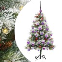 vidaXL Kunstig juletre Grønn og hvit 120 cm PVC og Metall og Plast