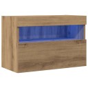  TV Veggskap med LED Lys Artisan Eik 60x30x40 cm