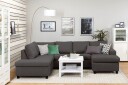 Crazy 4 seters Venstrevendt U formet Large Sofa med Divan og Sjeselong i Stoff   Mørk grå
