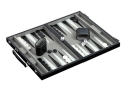 Philos Backgammon deluxe 38 cm skinnimitasjon grå